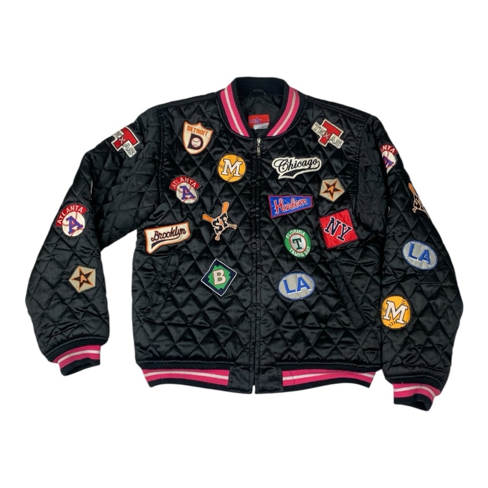 All Players 2x quilted Black baseball Jacket patch blokecore sports boom x